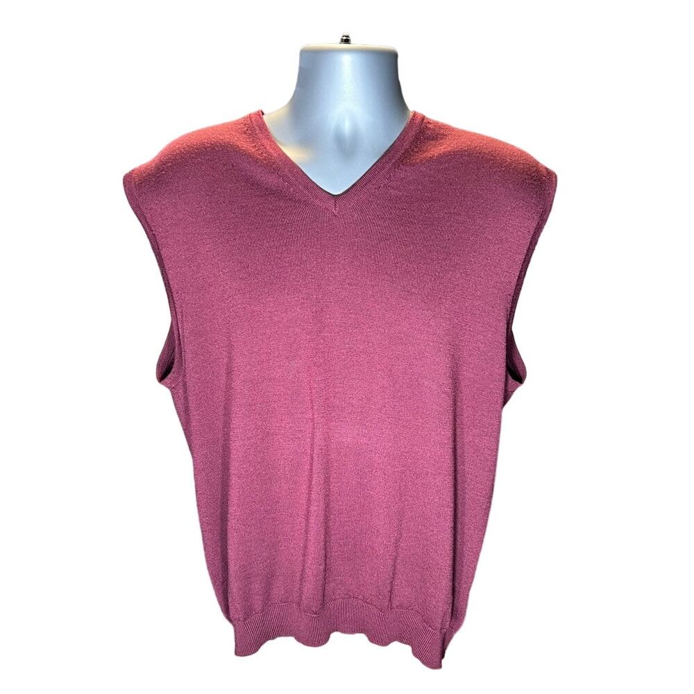 Jos. A. Bank Signature Collection Burgundy Sweater Vest Size XL Marino Wool